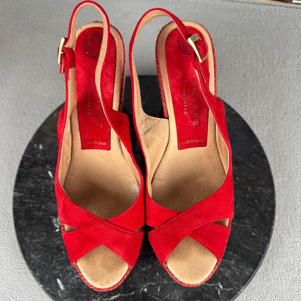 Palomitas by Paloma Barcelo Red Wedge Espadrille Shoes Women’s Size 39/ 8.5-9 US - Picture 6 of 8